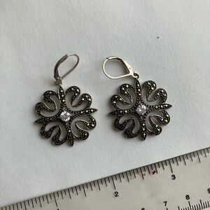 Marcasite & Crystal Filigree Earrings
